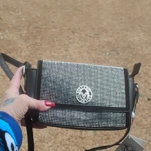 Valentino Orlandi Black and Silver Crossbody Bag